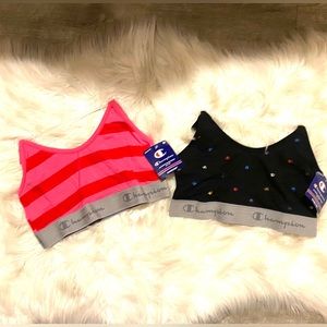 💥 SALE Bundle of 2 - NWT Champion Strappy Bralette in Black Print & Pink Stripe